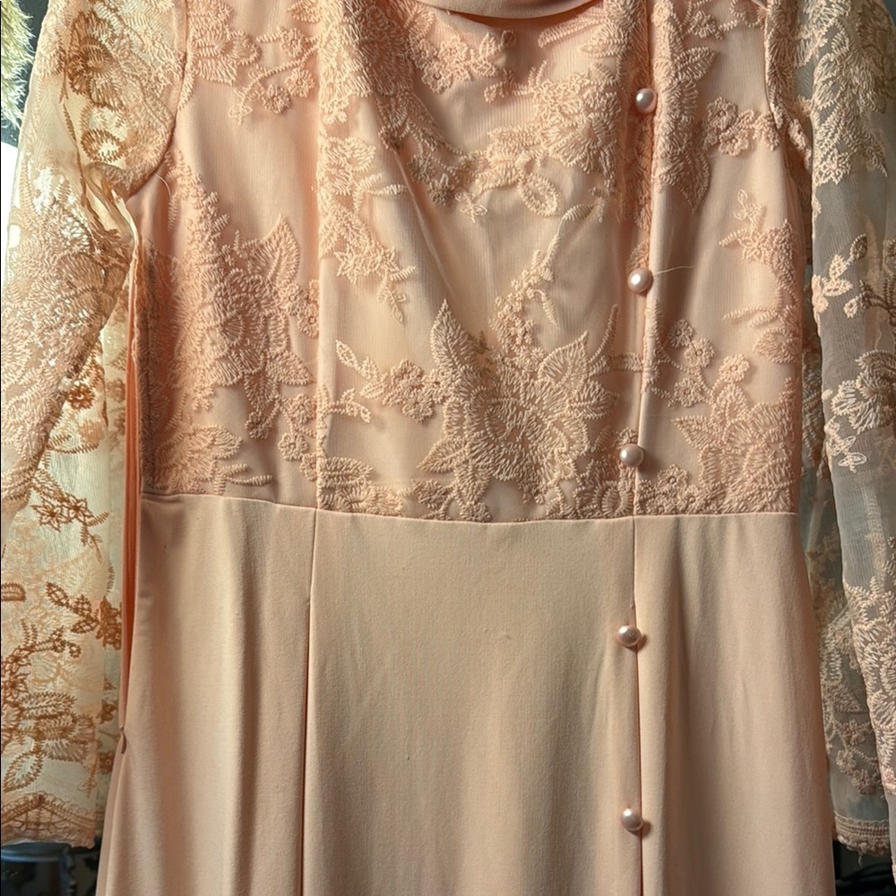 Vintage (Inspired) Pink Lace Maxi Dress - Picture 5 of 10